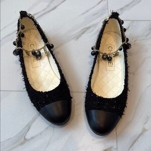 Chanel Black Women's Shoes with Gold Accents